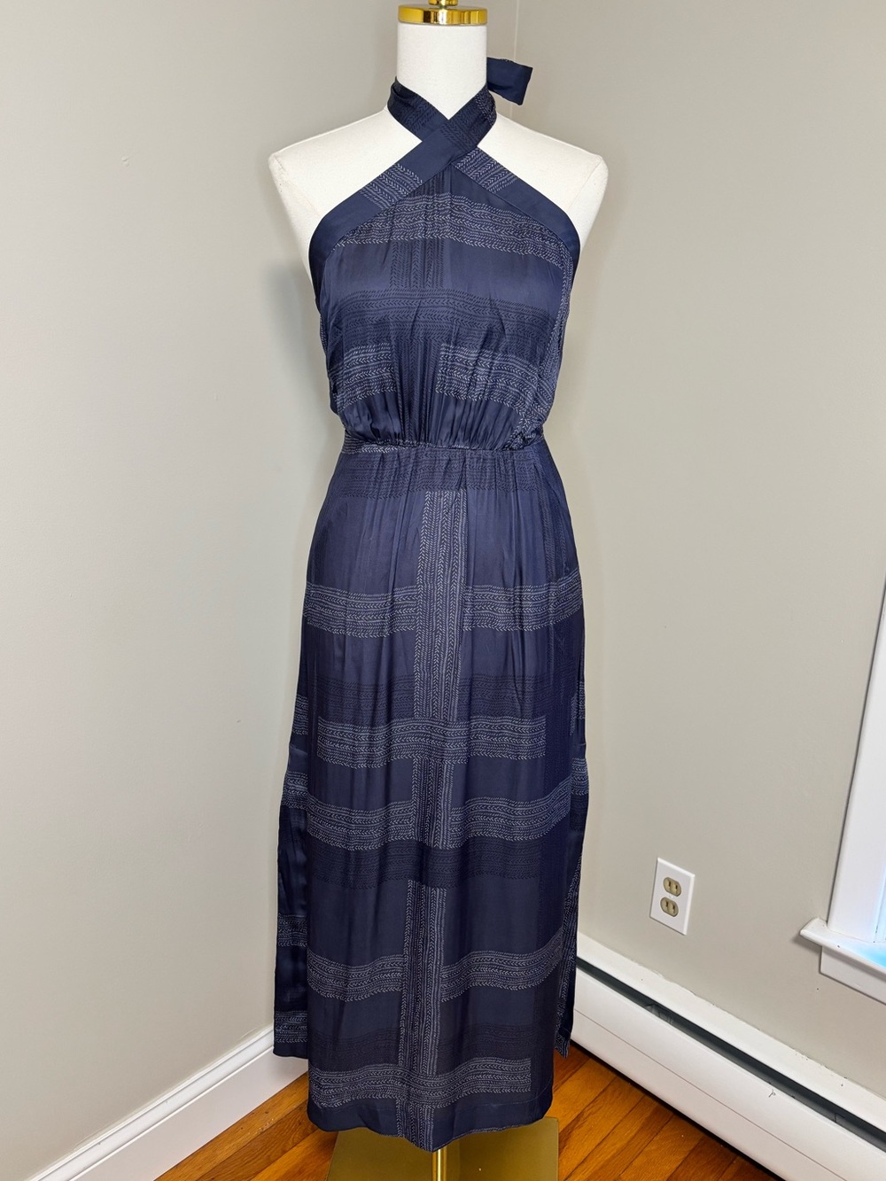 NWT Lemlem Ajani Cross-Neck Maxi Dress Bezu Night S